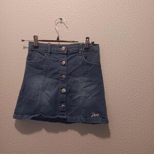 DKNY Button-Front Denim A-Line Skirt